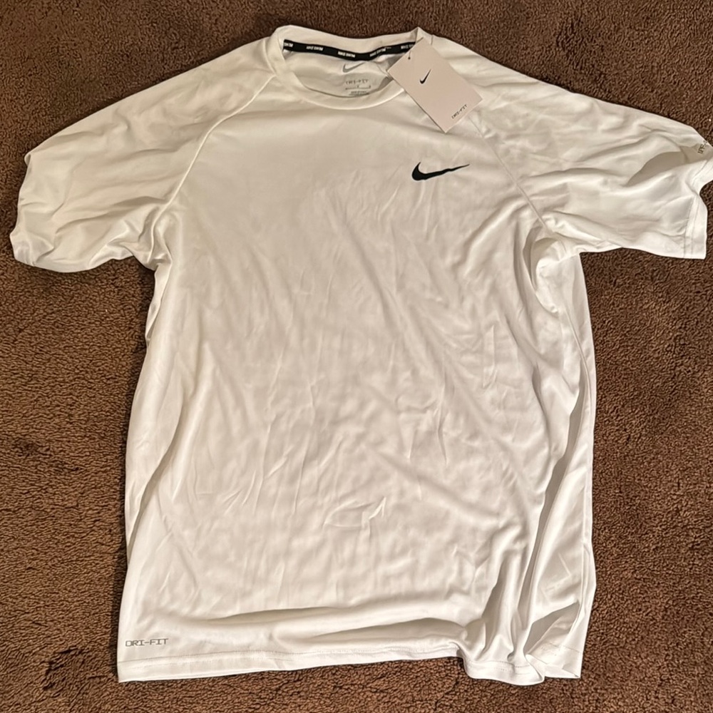 👟Nike Men's White Dri-FIT Short-Sleeve Swim Shirt👟